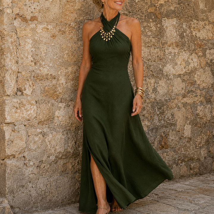 Camilla | Sleeveless Halter Maxi Dress