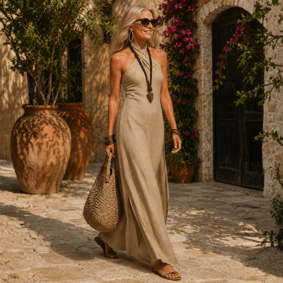 Camilla | Sleeveless Halter Maxi Dress