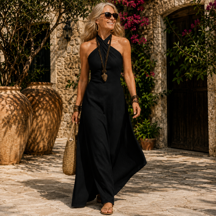 Camilla | Sleeveless Halter Maxi Dress