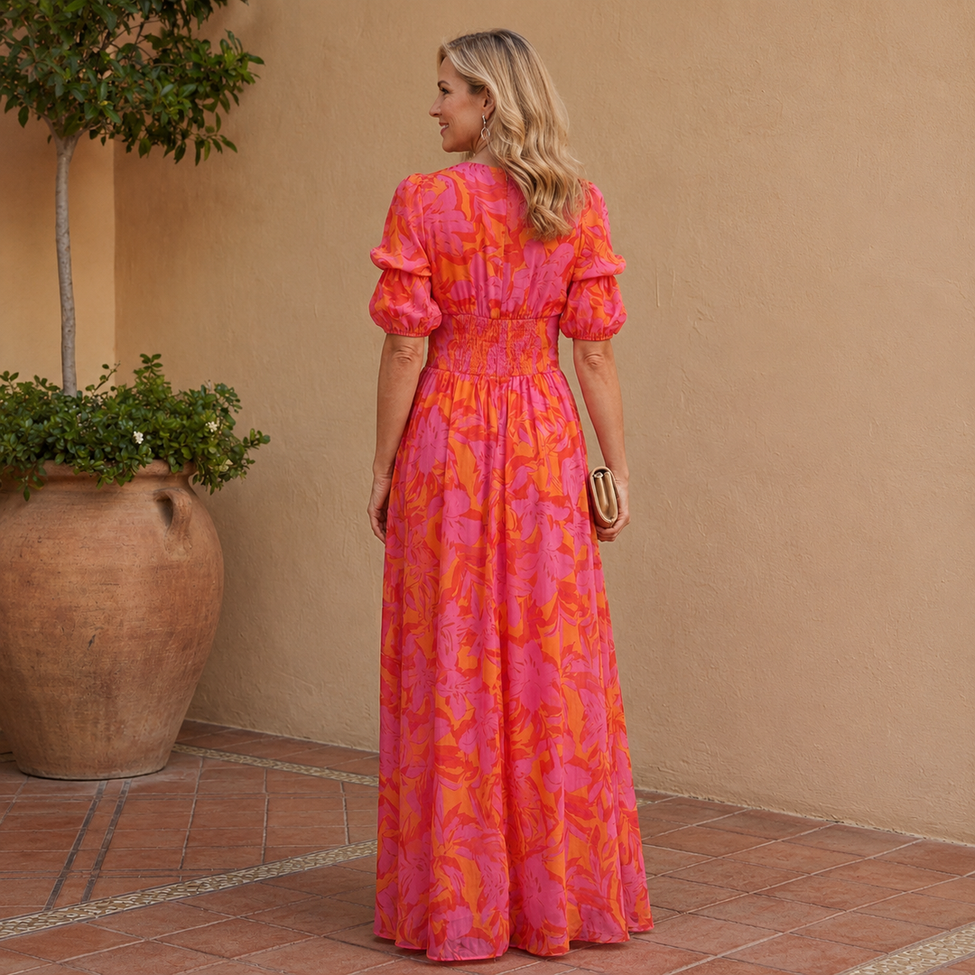 The Olvera | Puff Sleeve Floral Maxi Dress
