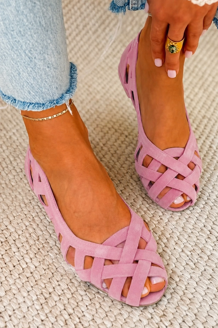 Interwoven Fabric Open-Toe Flat Sandals