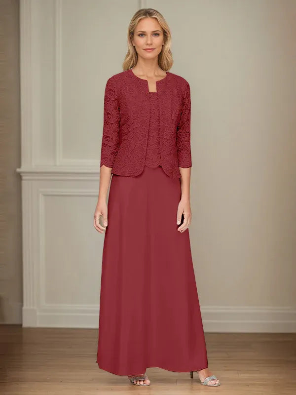 Glitter Lace and Satin Skirt Set with Open Jacket Dress