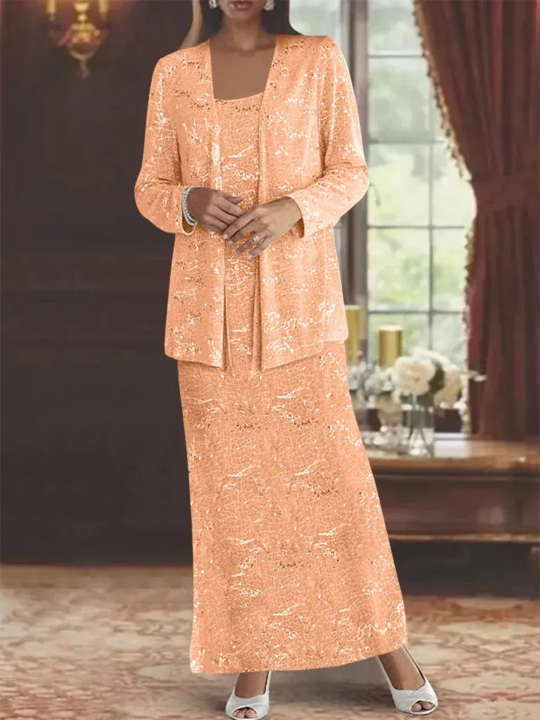 Chiffon Mother of the Bride Dress with Sequins and Matching Jacket
