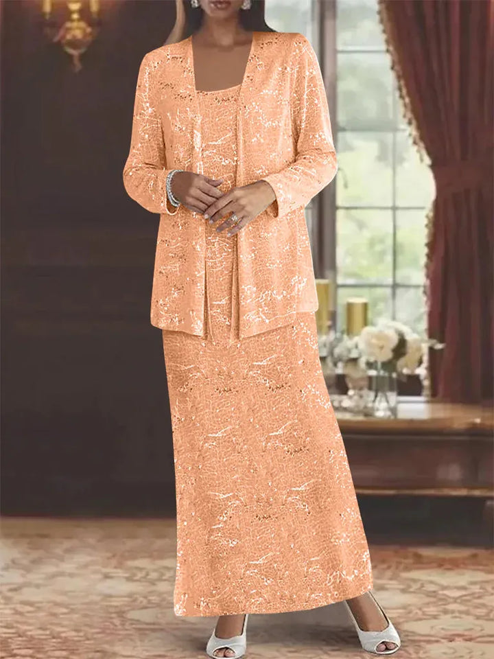Chiffon Mother of the Bride Dress with Sequins and Matching Jacket