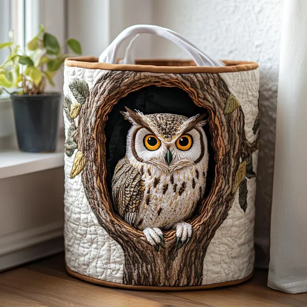 Owl | Quilted Laundry Basket