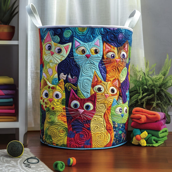 Velvet Paws | Quilted Laundry Basket