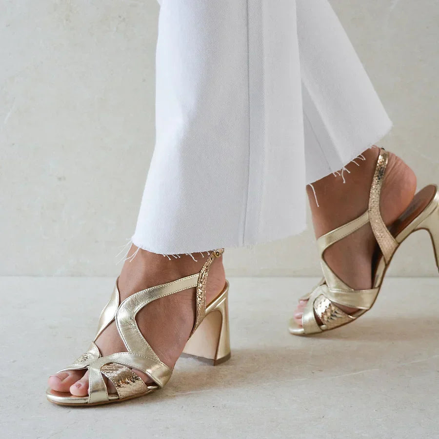 Pamela | Chunky Cut-Out Peep-Toe Glossy Sculpted Design Heels