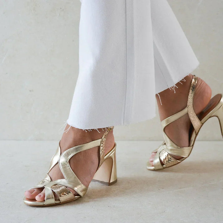 Pamela | Chunky Cut-Out Peep-Toe Glossy Sculpted Design Heels