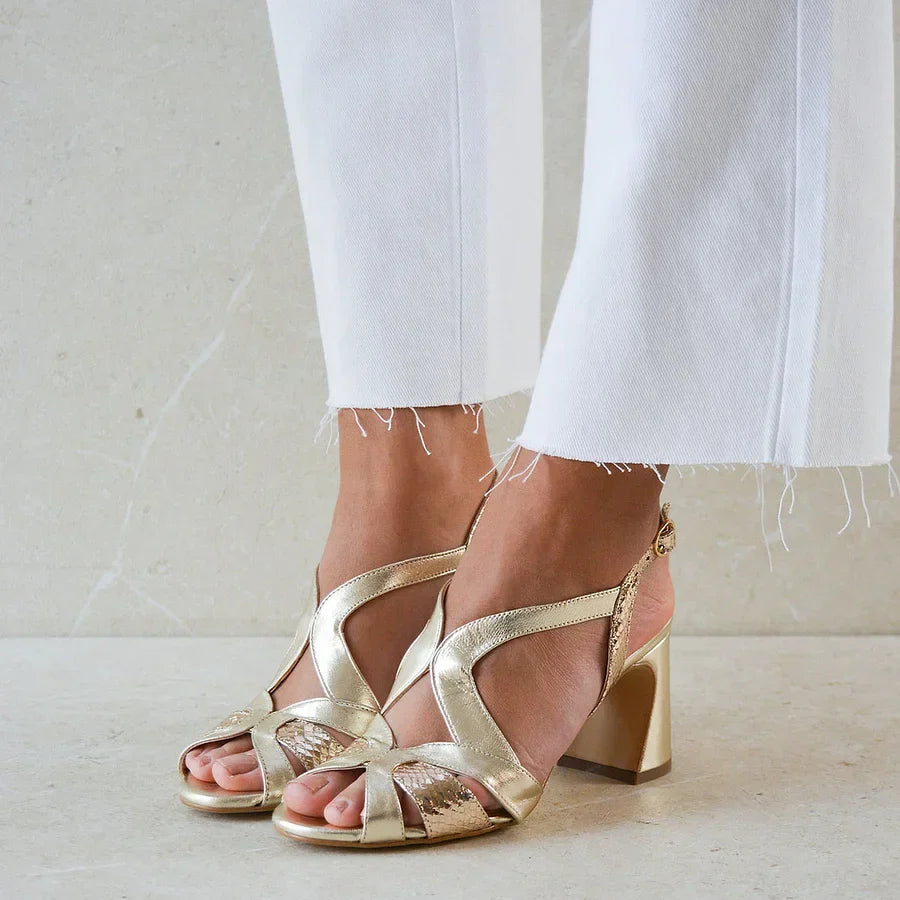 Pamela | Chunky Cut-Out Peep-Toe Glossy Sculpted Design Heels