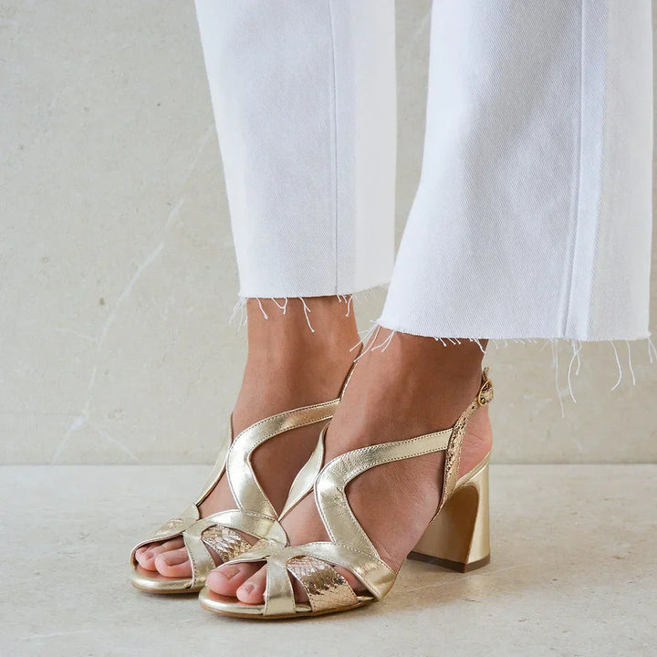 Pamela | Chunky Cut-Out Peep-Toe Glossy Sculpted Design Heels