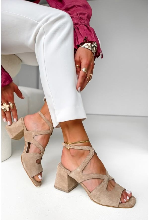 Gilda | Block Suede Square-Toe Ankle Strap Heels