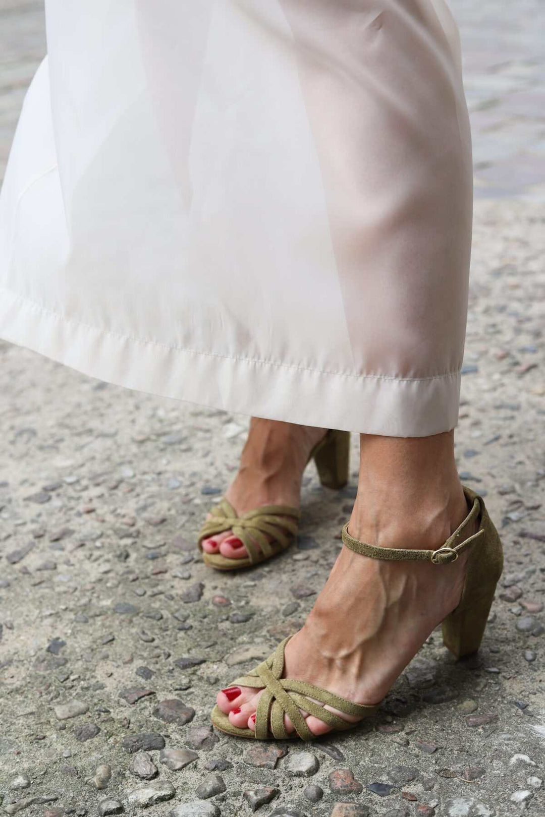 Margarethe | Suede Open-Toe Crossover Strap Sandals
