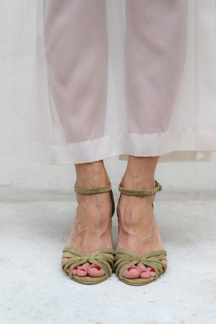 Margarethe | Suede Open-Toe Crossover Strap Sandals