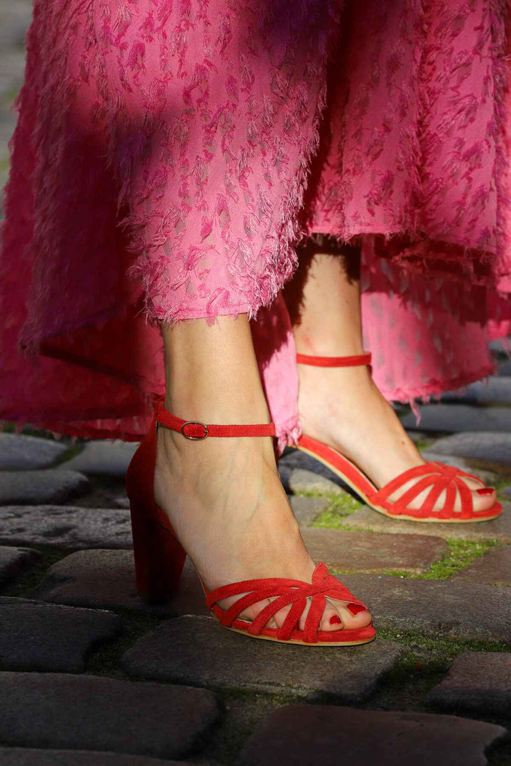 Margarethe | Suede Open-Toe Crossover Strap Sandals