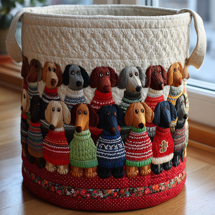 Dachshund Parade | Quilted Laundry Basket