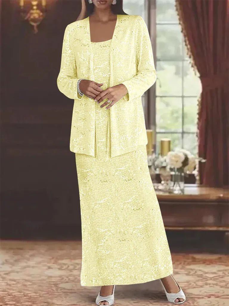 Chiffon Mother of the Bride Dress with Sequins and Matching Jacket