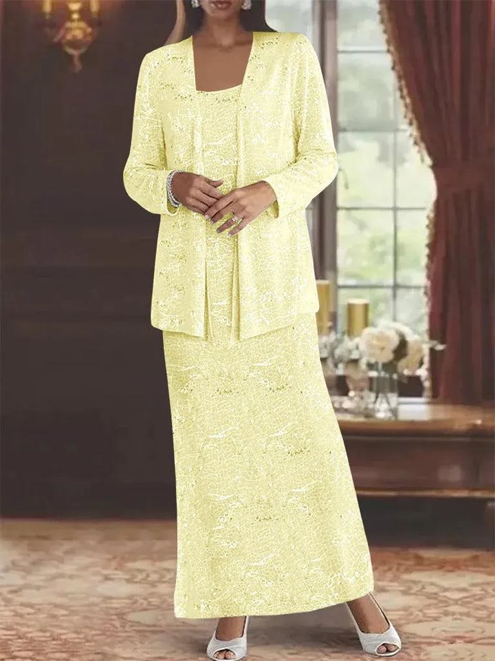 Chiffon Mother of the Bride Dress with Sequins and Matching Jacket