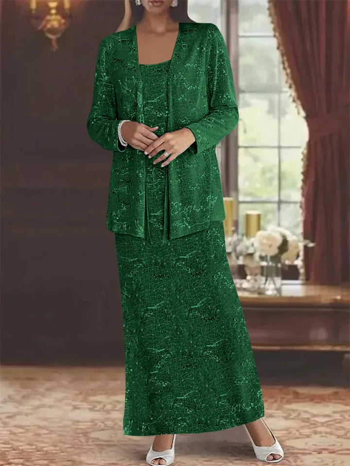 Chiffon Mother of the Bride Dress with Sequins and Matching Jacket