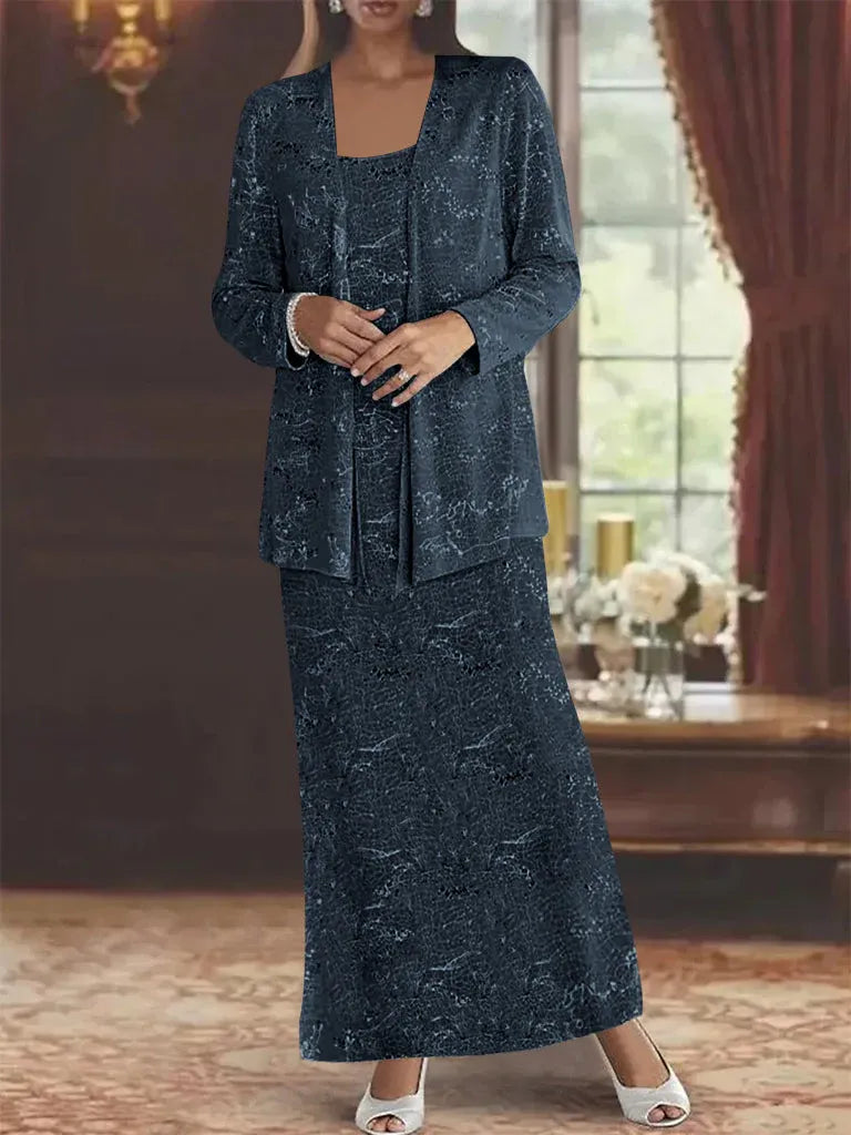 Chiffon Mother of the Bride Dress with Sequins and Matching Jacket