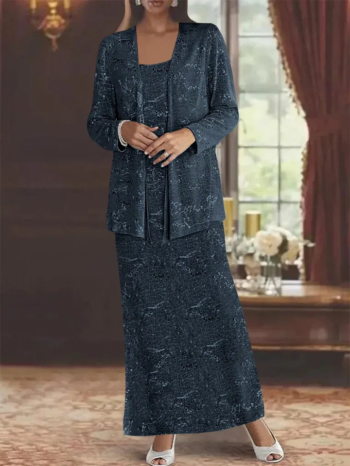 Chiffon Mother of the Bride Dress with Sequins and Matching Jacket