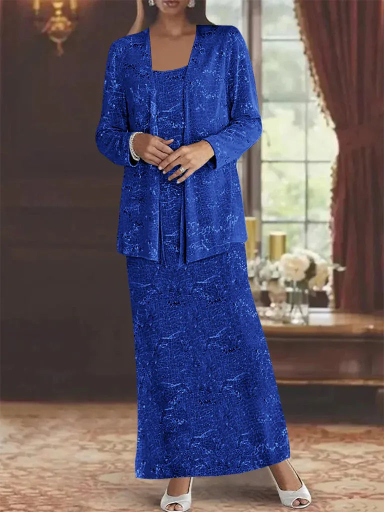 Chiffon Mother of the Bride Dress with Sequins and Matching Jacket