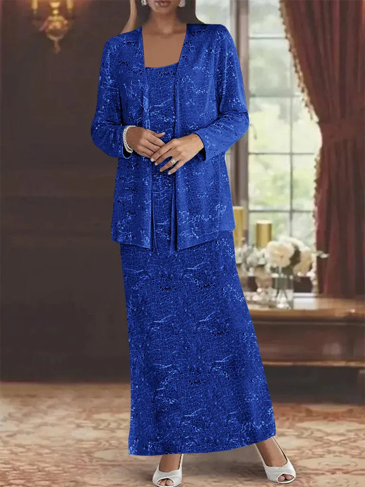 Chiffon Mother of the Bride Dress with Sequins and Matching Jacket