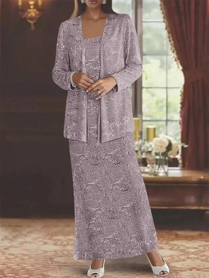 Chiffon Mother of the Bride Dress with Sequins and Matching Jacket