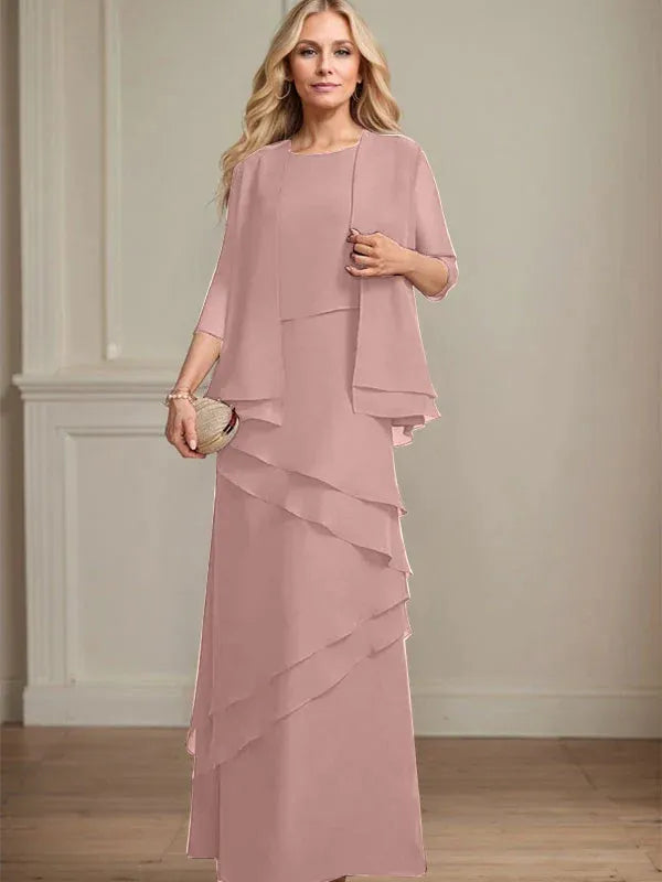 Floor-Length Chiffon Mother of the Bride Dress with Sheath Scoop Design