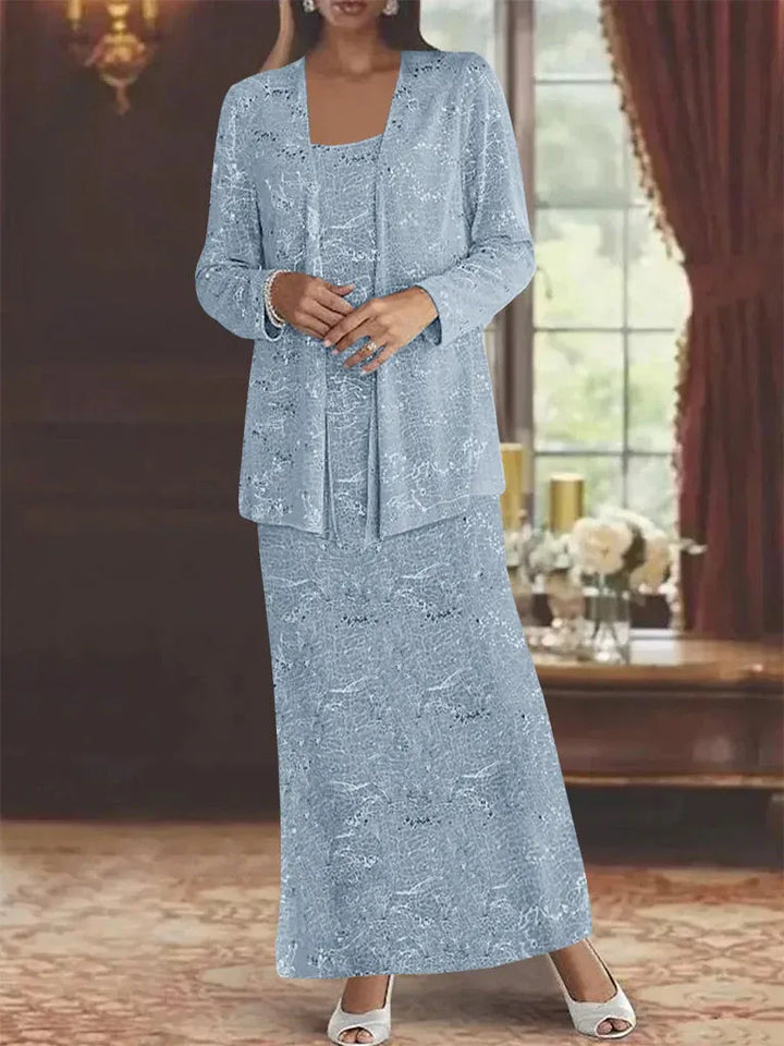 Chiffon Mother of the Bride Dress with Sequins and Matching Jacket