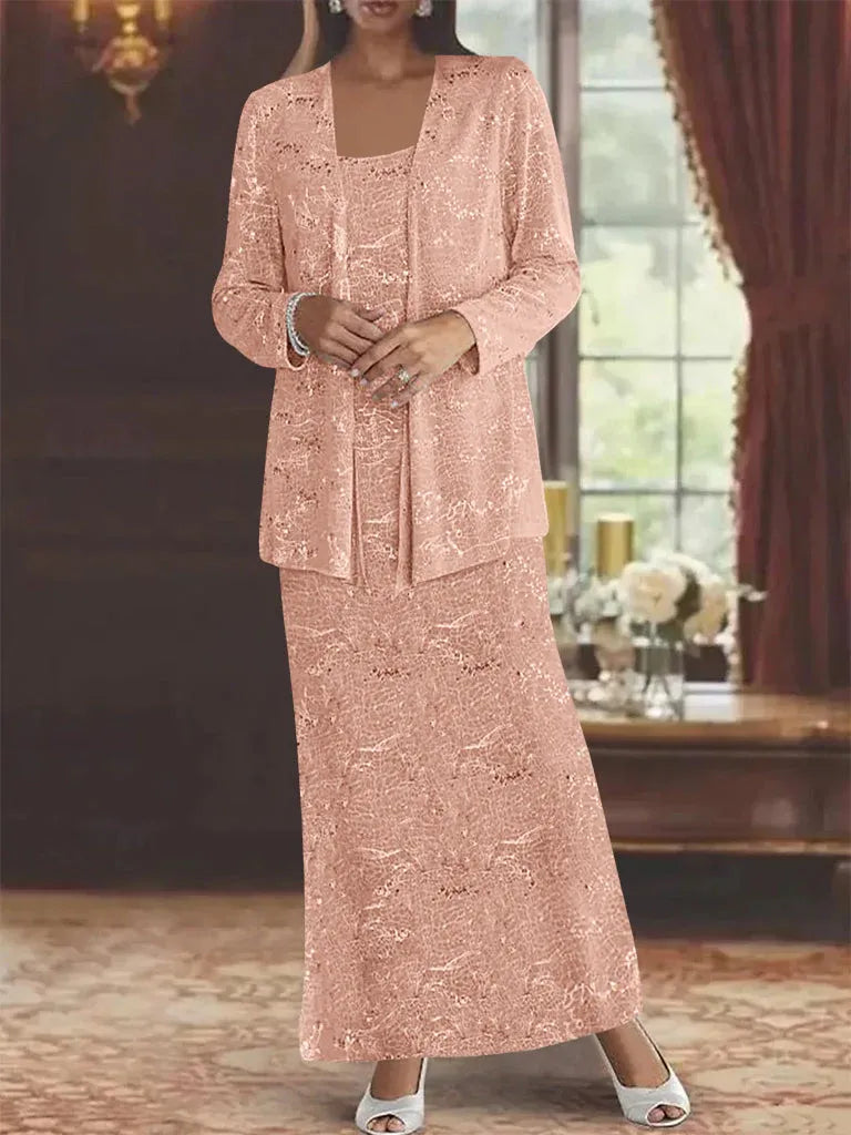 Chiffon Mother of the Bride Dress with Sequins and Matching Jacket