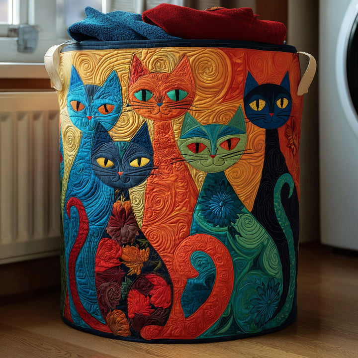 Enchanted Cats | Quilted Laundry Basket