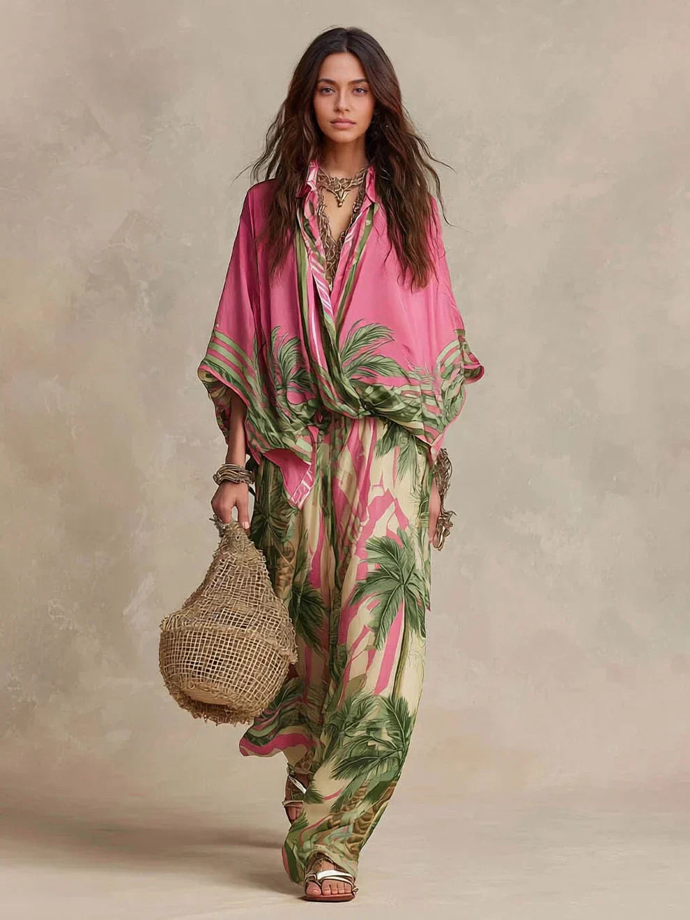 Marisol | Two-Piece Silk-Cotton Kimono Set