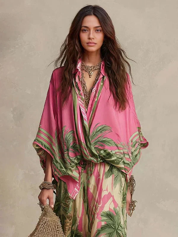 Marisol | Two-Piece Silk and Cotton Kimono Lounge Set