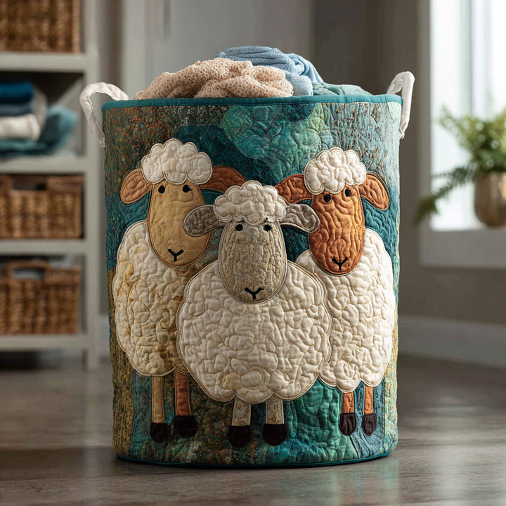 Happy Sheeps | Quilted Laundry Basket