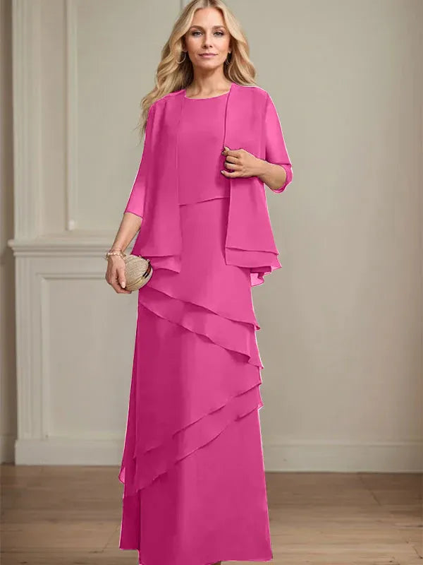 Floor-Length Chiffon Mother of the Bride Dress with Sheath Scoop Design