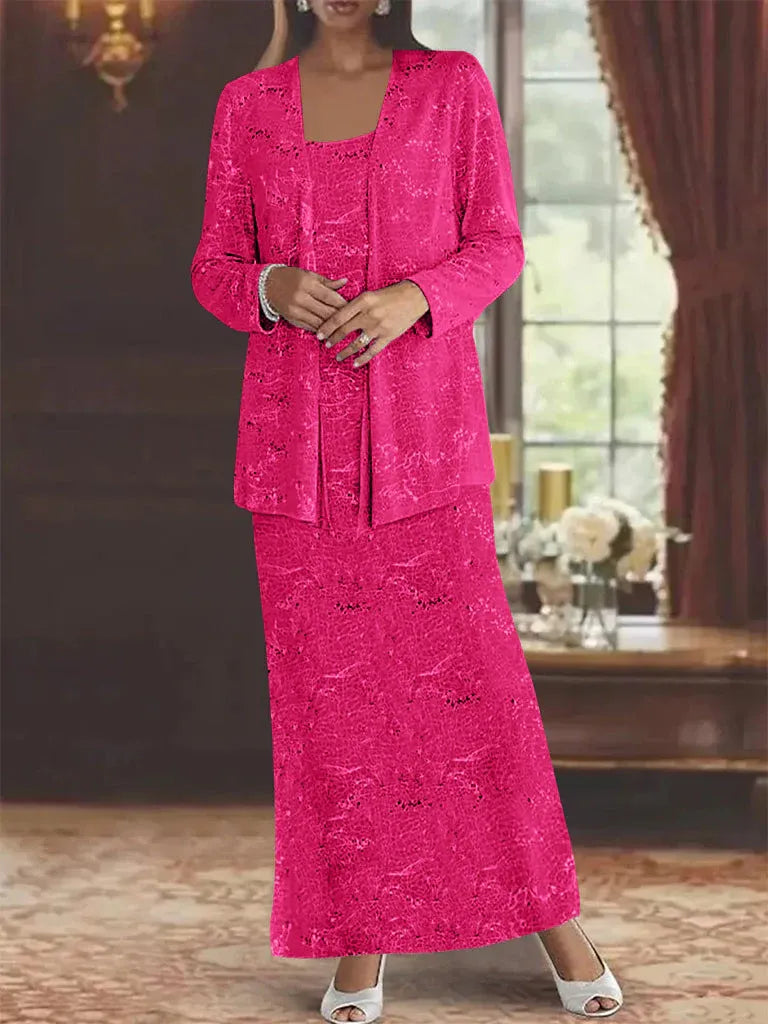 Chiffon Mother of the Bride Dress with Sequins and Matching Jacket