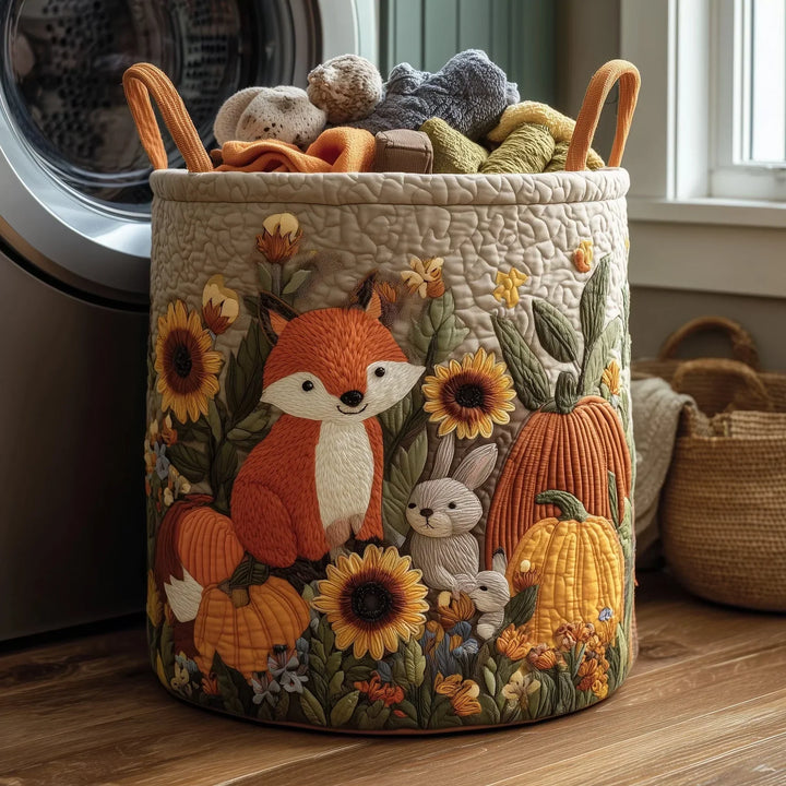 Trudy | Fall Harvest Fox Quilted Laundry Basket