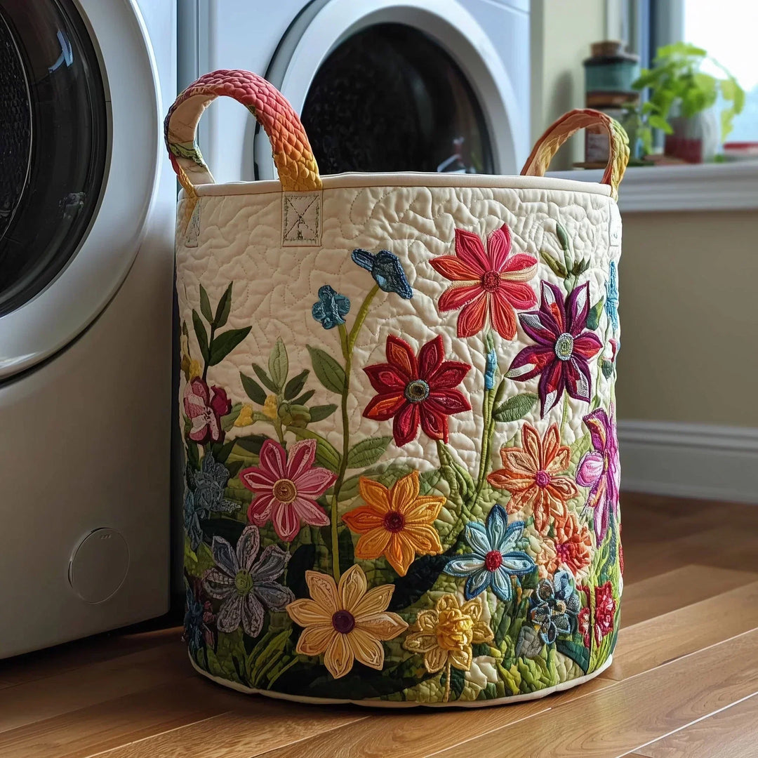Flowers | Quilted Laundry Basket