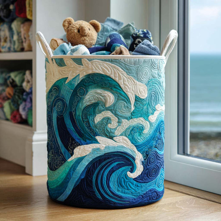 Gentle Sea Foam | Quilted Laundry Basket