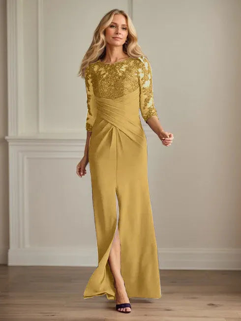 Plum Lace & Stretch Crepe Mother of the Bride Sheath Dress