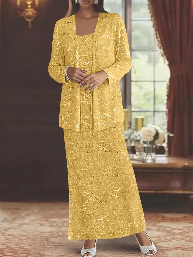 Chiffon Mother of the Bride Dress with Sequins and Matching Jacket