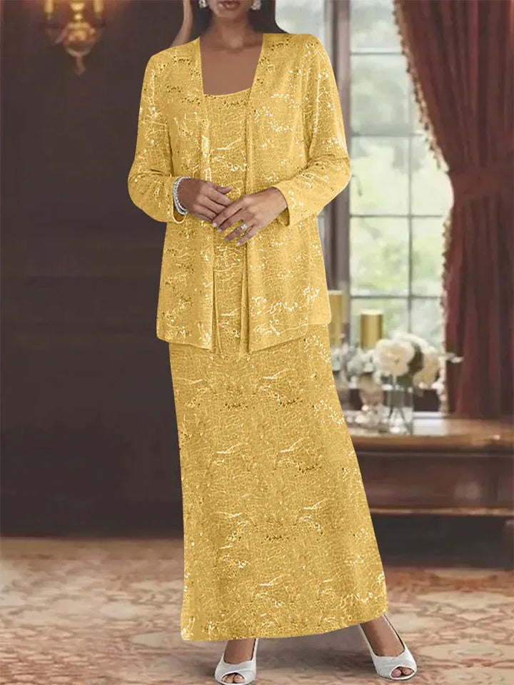 Chiffon Mother of the Bride Dress with Sequins and Matching Jacket
