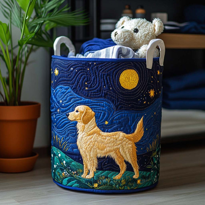 Golden Dog Charm | Quilted Laundry Basket