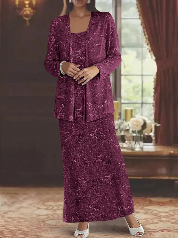 Chiffon Mother of the Bride Dress with Sequins and Matching Jacket