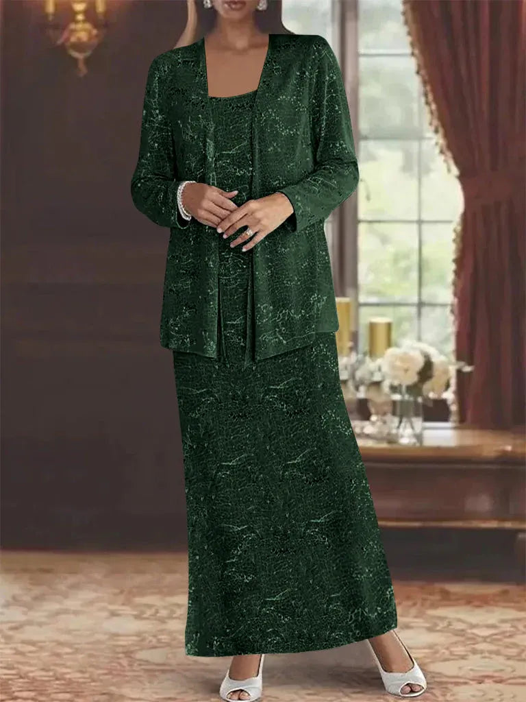 Chiffon Mother of the Bride Dress with Sequins and Matching Jacket