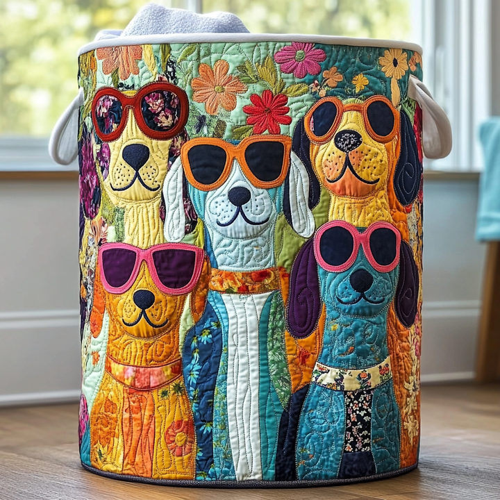 Happy Pups | Quilted Laundry Basket