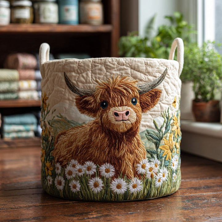 Highland Herd | Quilted Laundry Basket