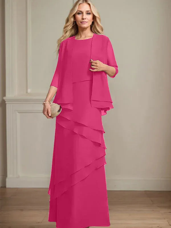 Floor-Length Chiffon Mother of the Bride Dress with Sheath Scoop Design
