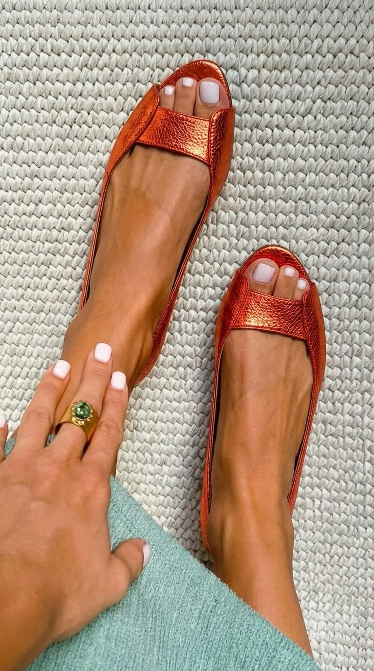 Adelaide | Open-Toe Metallic Chic Flats