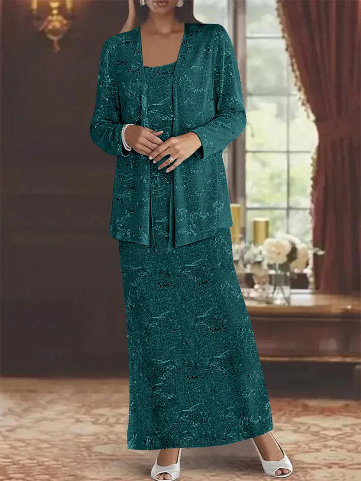 Chiffon Mother of the Bride Dress with Sequins and Matching Jacket